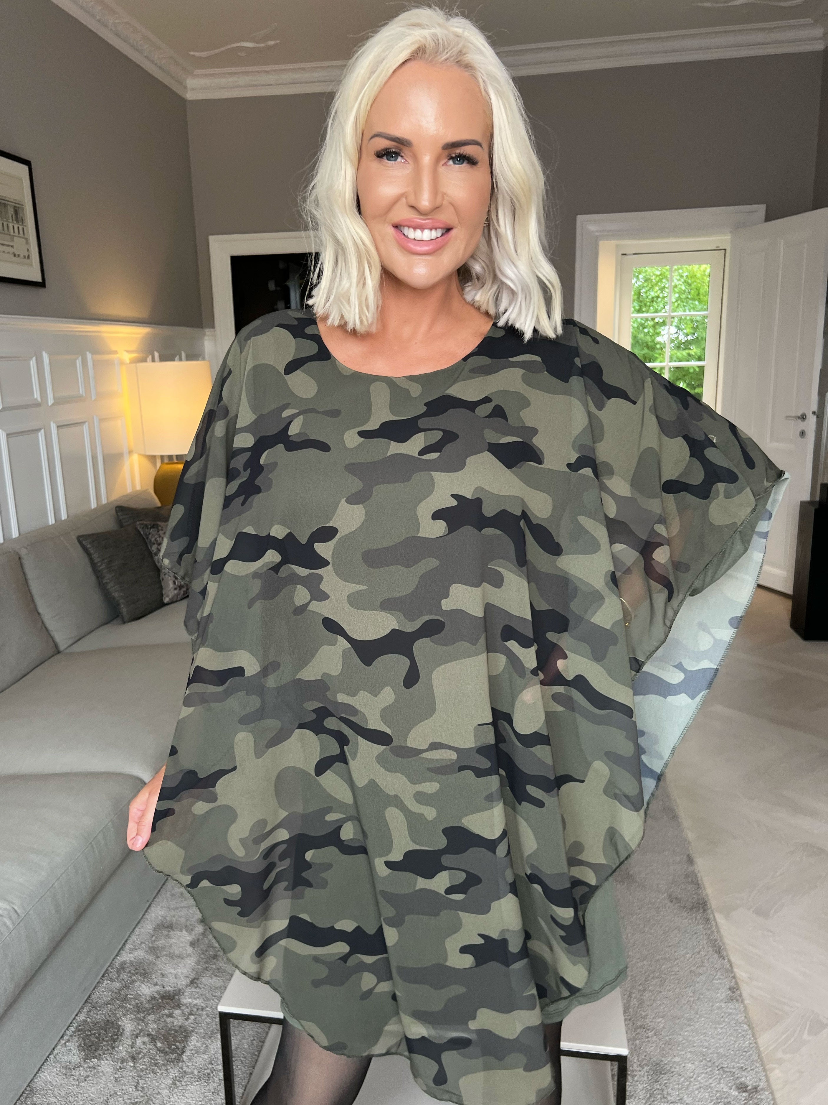 Kenya Camo Long Sleeve - Tunikaklänning med chiffonglager